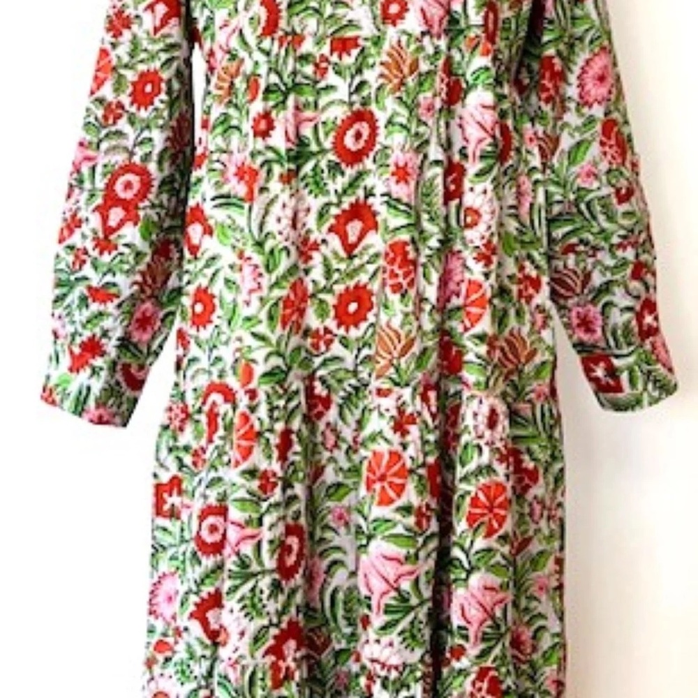 Craft Floral Casual Dress - Red, Green, Pink